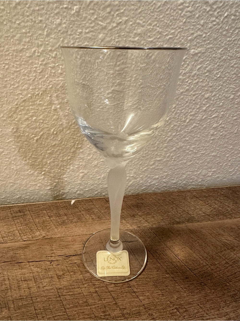 LENOX SPRING MIST Crystal Goblet Platinum Rim Frosted Stem 8.5" Made in Germany